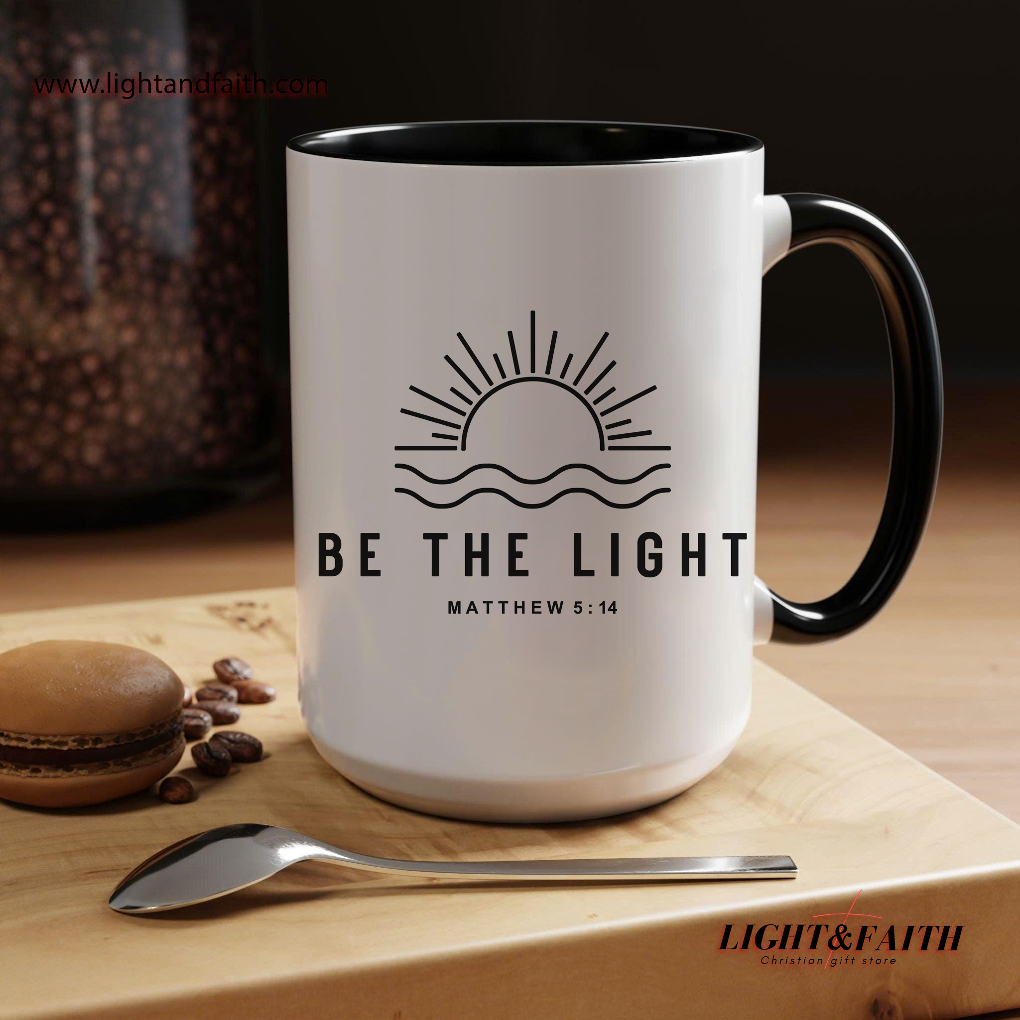 Be the Light Mug – Matthew 5:14 Bible Verse Mug, Christian Sunshine Coffee Cup MULAF21